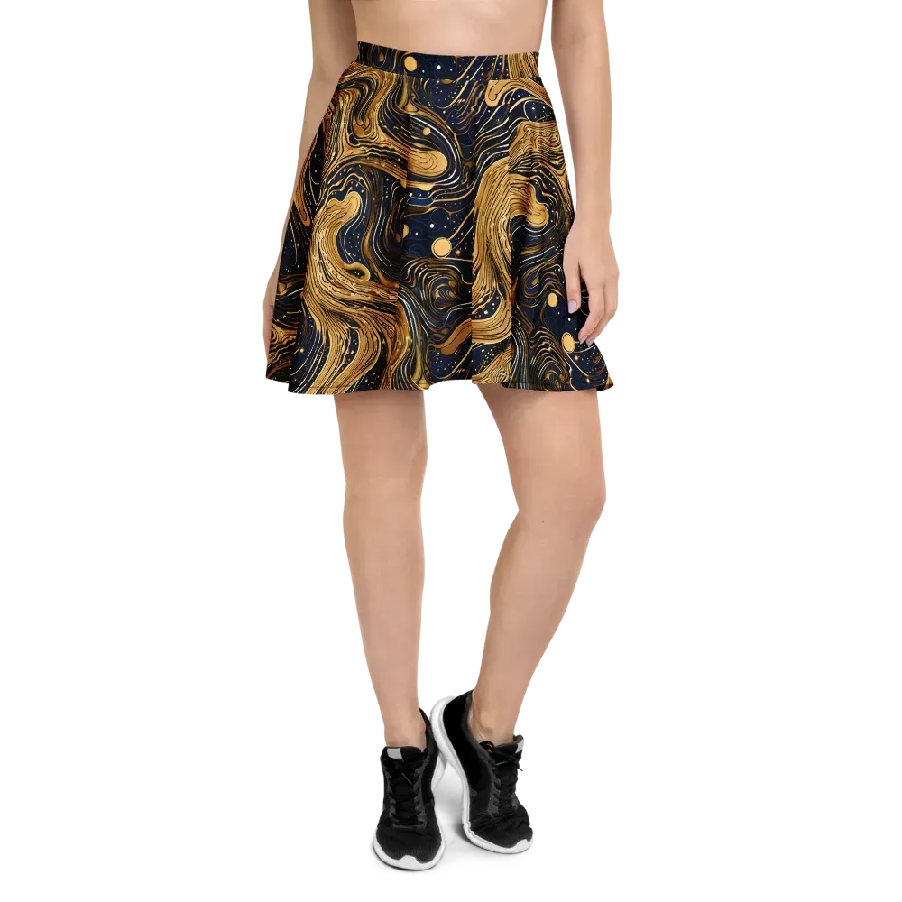 Midnight Aurum on Skater Skirt — Front