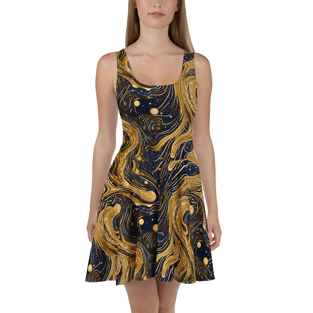 Midnight Aurum on Skater Dress — Front