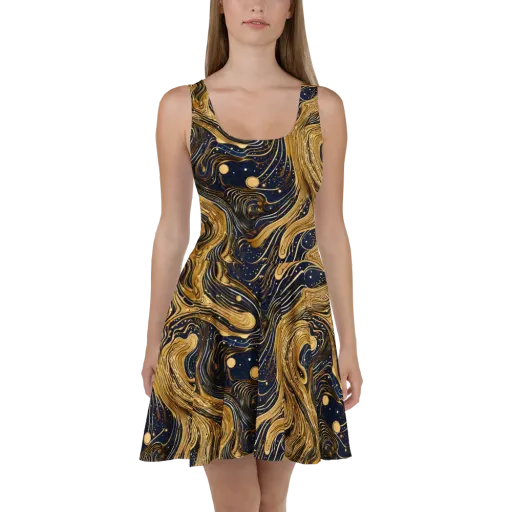 Midnight Aurum on a Skater Dress