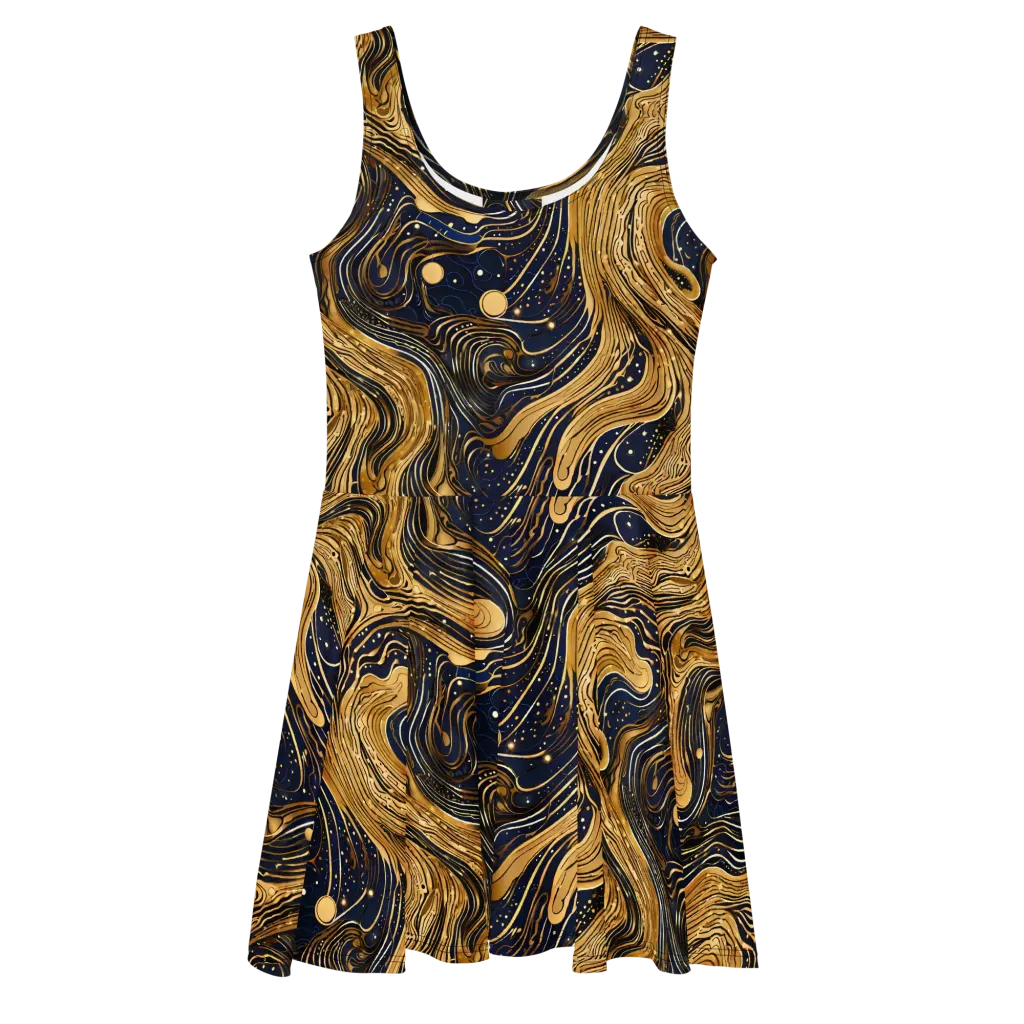Midnight Aurum on Skater Dress — Front