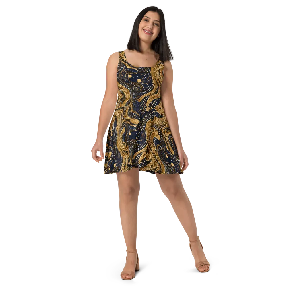 Midnight Aurum on Skater Dress — Front