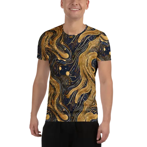 Midnight Aurum on a Men's Athletic T-Shirt
