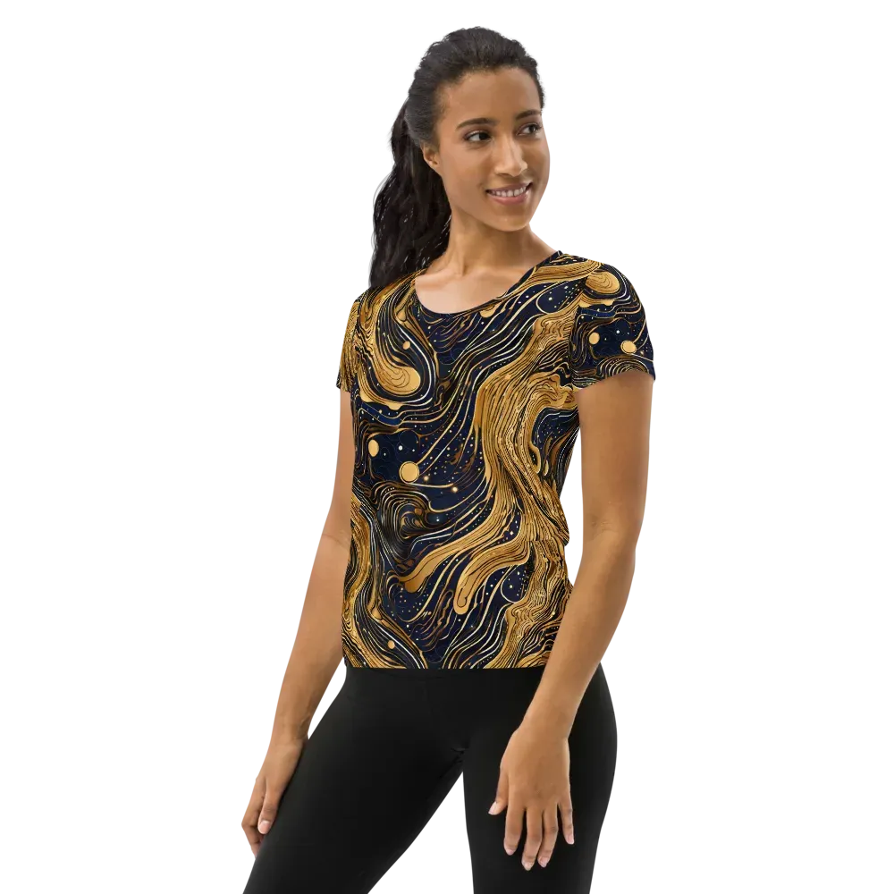 Midnight Aurum on Women's Athletic T-Shirt — Left