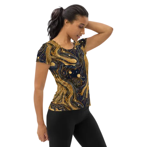 Midnight Aurum on a Women's Athletic T-Shirt