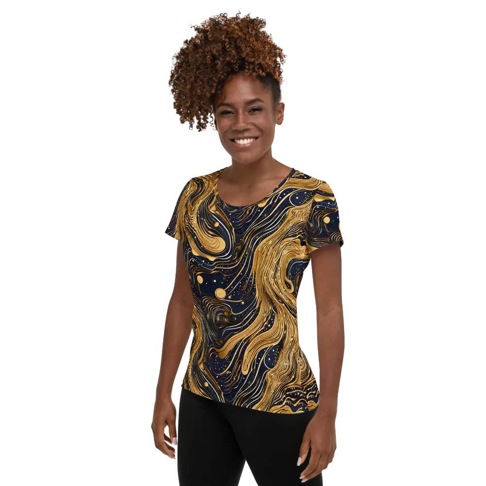 Midnight Aurum on Women's Athletic T-Shirt — Left