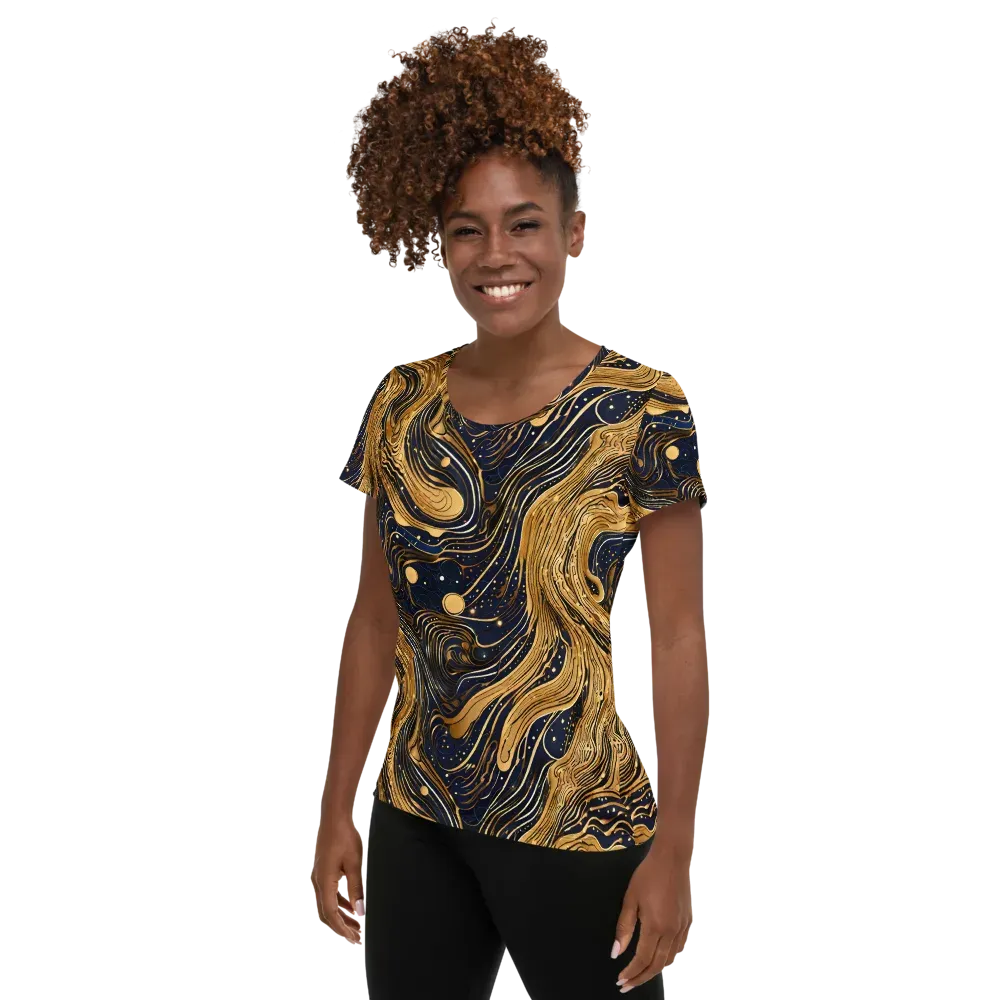 Midnight Aurum on Women's Athletic T-Shirt — Left