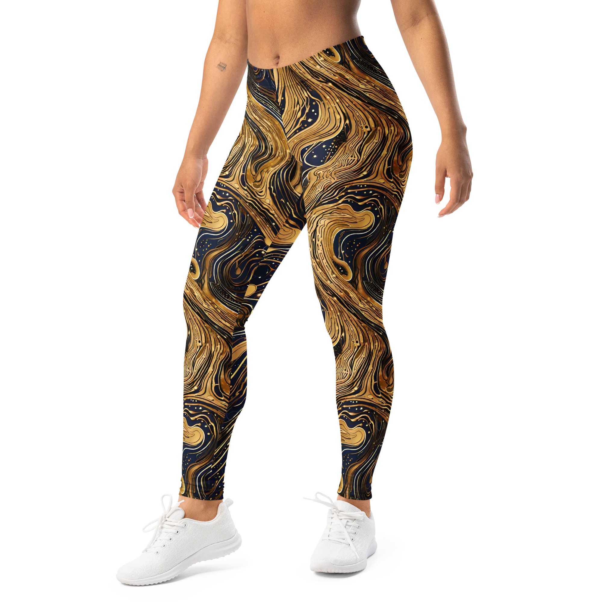 Midnight Aurum on Leggings — Left Front