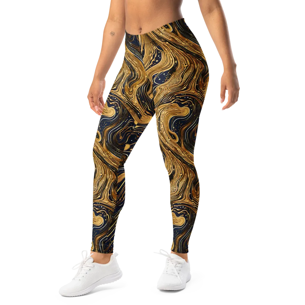 Midnight Aurum on Leggings — Left Front