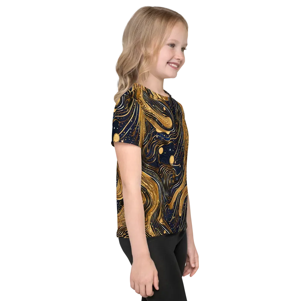 Midnight Aurum on Kids Crew Neck T-Shirt — Right