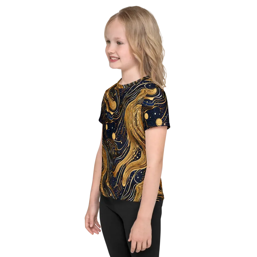 Midnight Aurum on Kids Crew Neck T-Shirt — Left