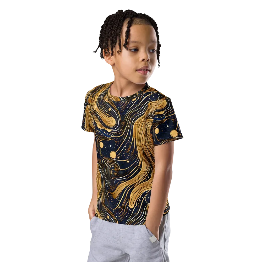 Midnight Aurum on Kids Crew Neck T-Shirt — Left Front