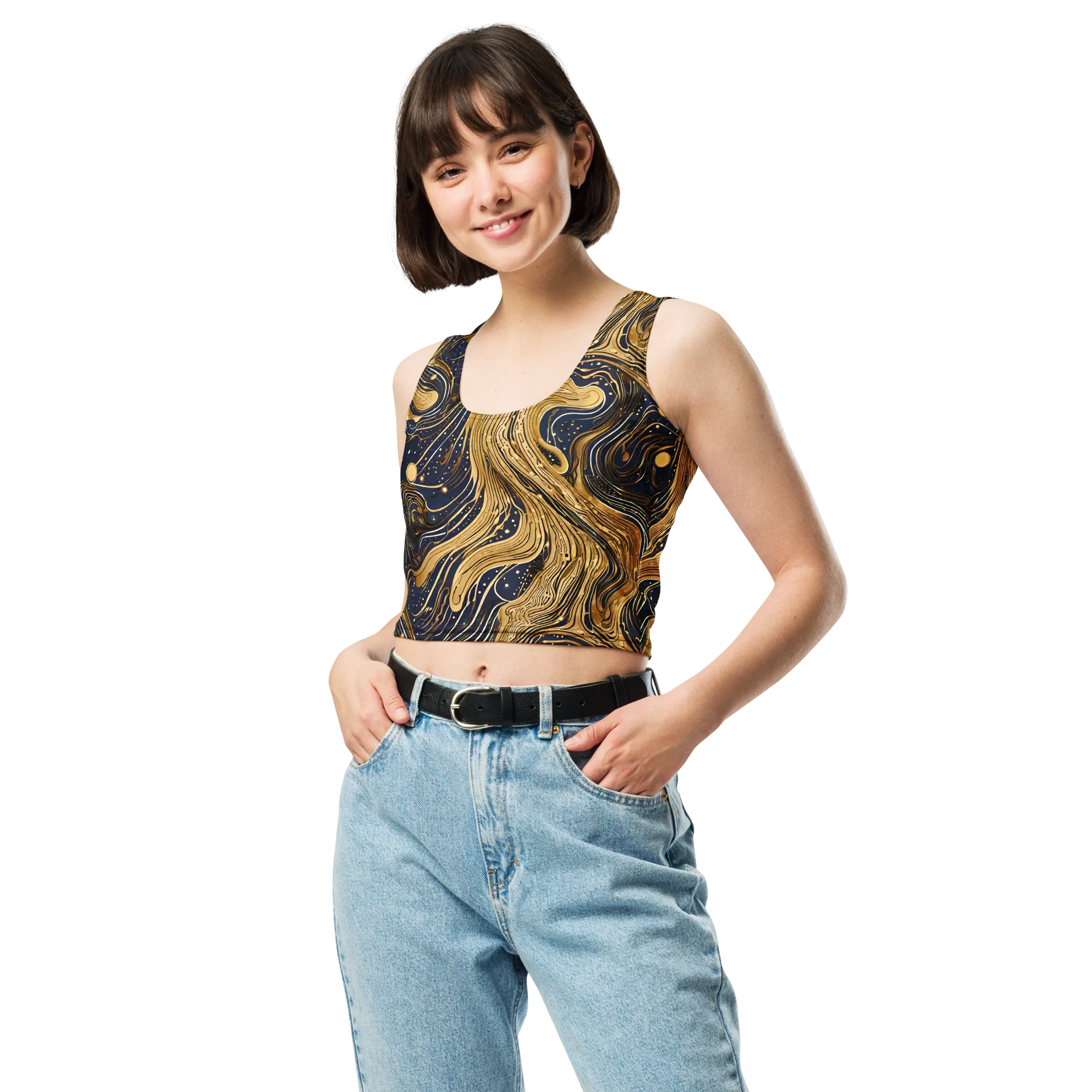 Midnight Aurum on Crop Top — Front