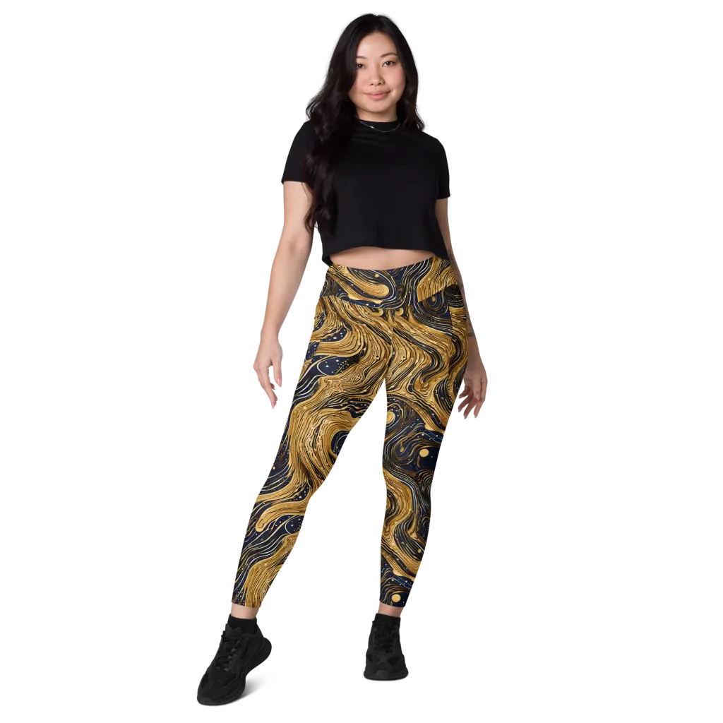 Midnight Aurum on Leggings with Pockets — Front