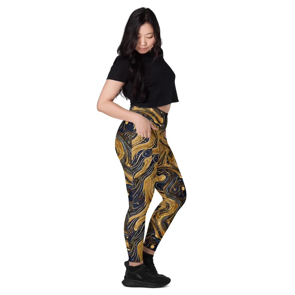 Midnight Aurum on Leggings with Pockets — Right