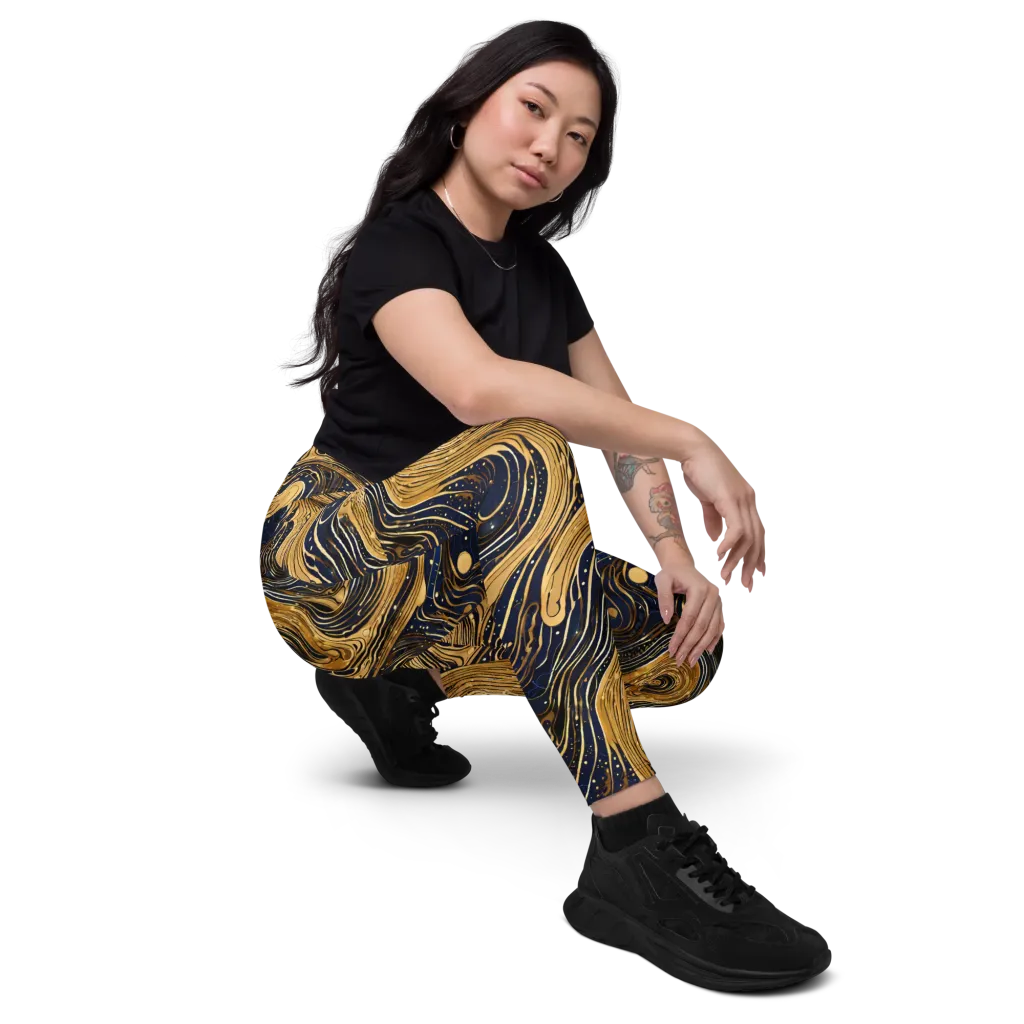 Midnight Aurum on Leggings with Pockets — Right Front