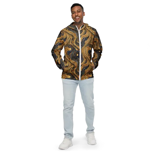 Midnight Aurum on a Men's Windbreaker