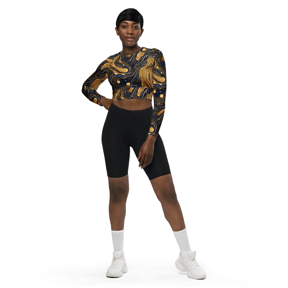 Midnight Aurum on Long Sleeve Crop Top — Front