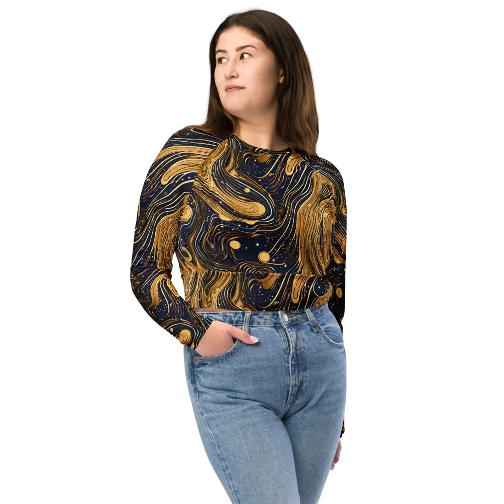 Midnight Aurum on Long Sleeve Crop Top — Front