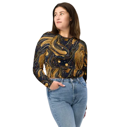 Midnight Aurum on a Long Sleeve Crop Top