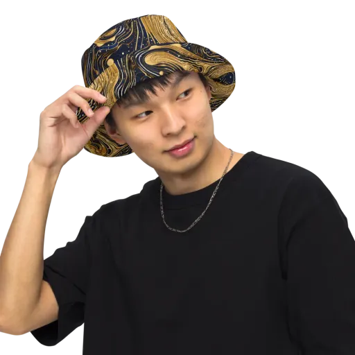 Midnight Aurum on a Reversible Bucket Hat