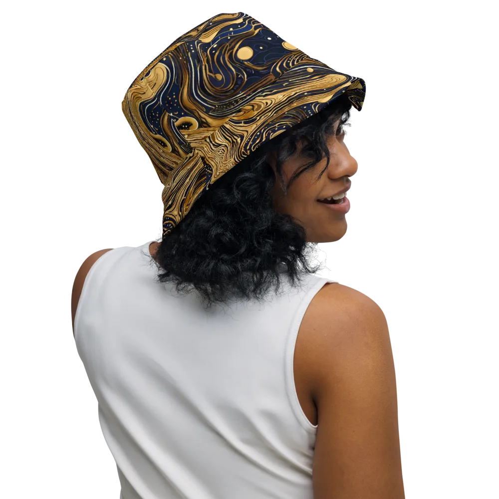 Midnight Aurum on Reversible Bucket Hat — Right Outside