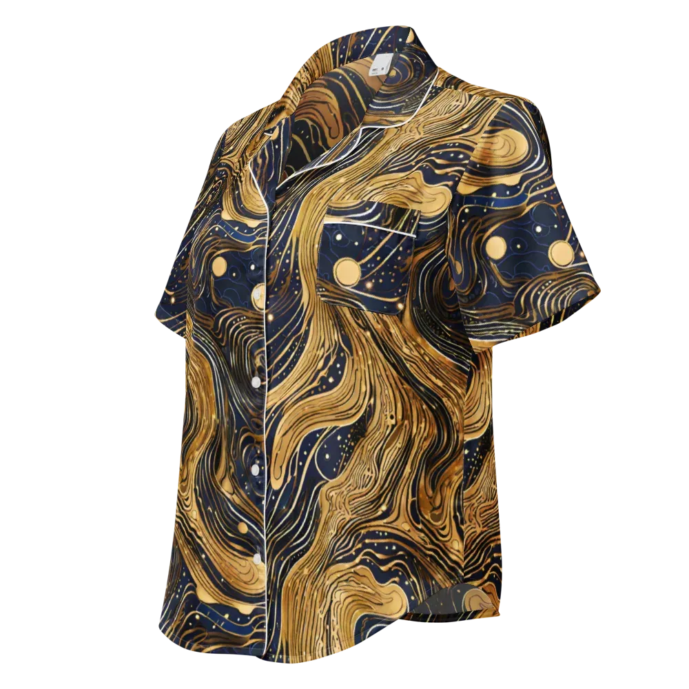 Midnight Aurum on Women's Short Sleeve Pajama Top — Left Front