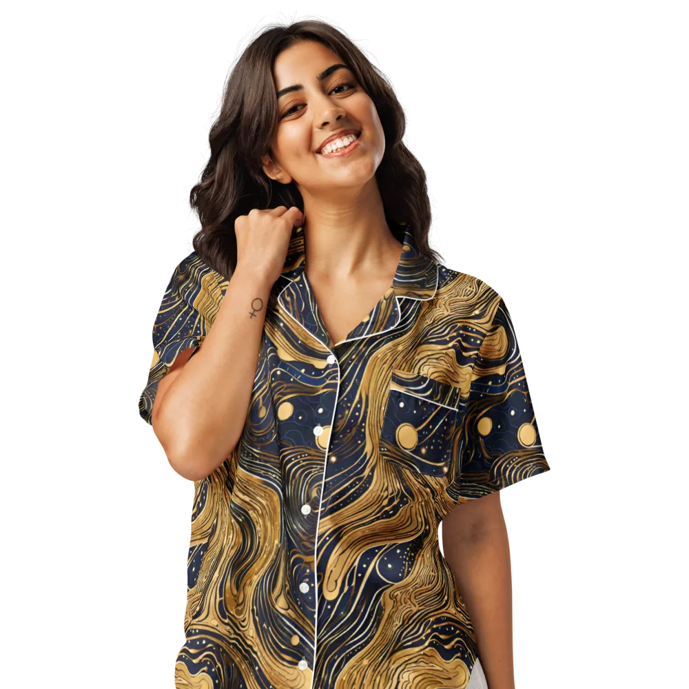 Midnight Aurum on Women's Short Sleeve Pajama Top — Front