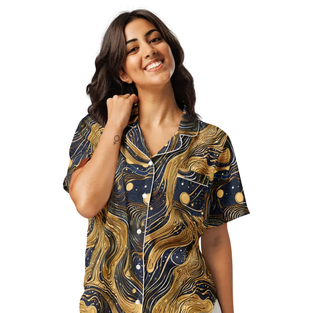 Midnight Aurum on Women's Short Sleeve Pajama Top — Front