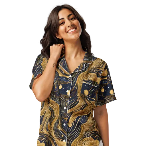 Midnight Aurum on a Women's Short Sleeve Pajama Top