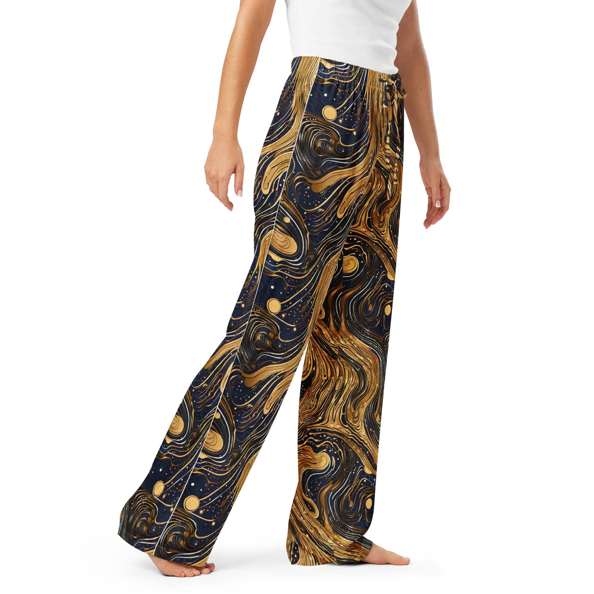 Midnight Aurum on Women's Pajama Pants — Right Front