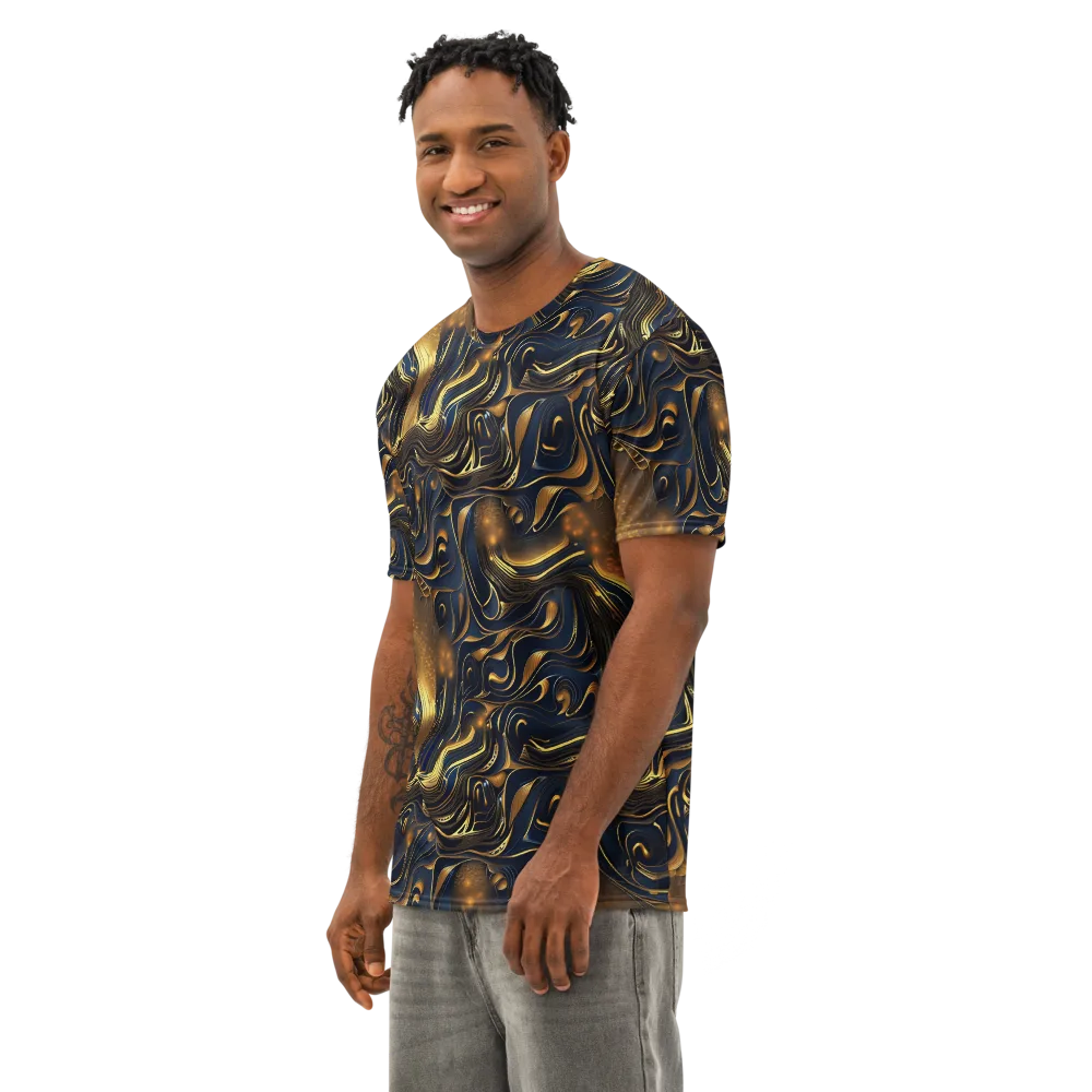 Midnight Molten on Men's Cotton Crew Neck T-Shirt — Left Front