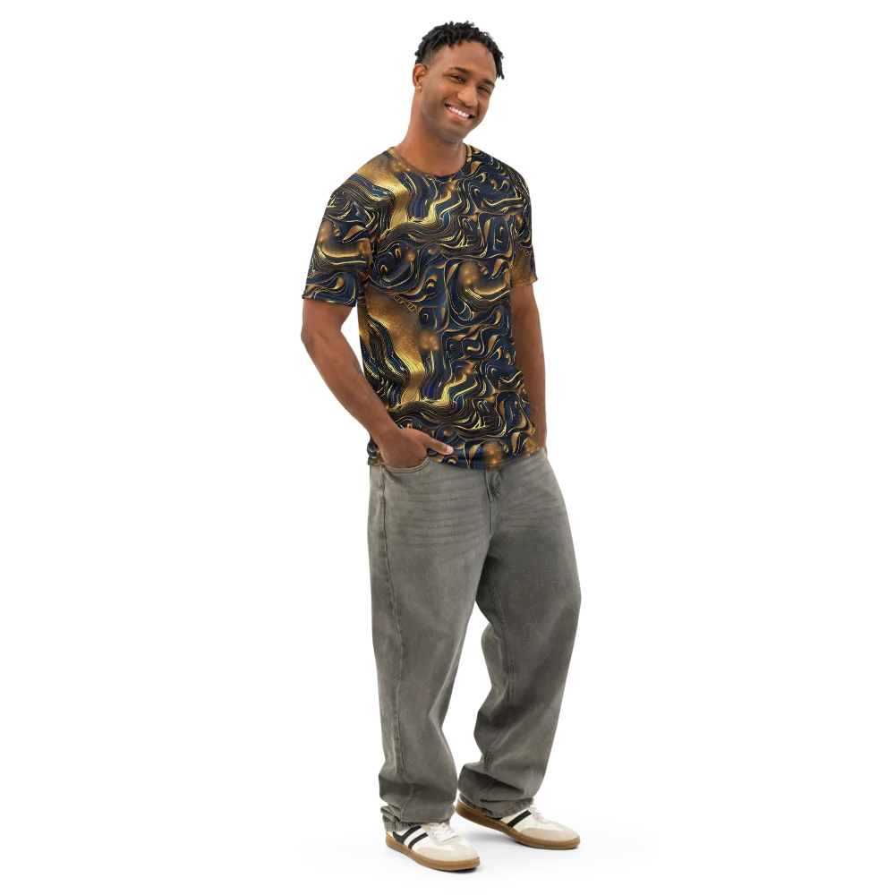 Midnight Molten on Men's Cotton Crew Neck T-Shirt — Right Front