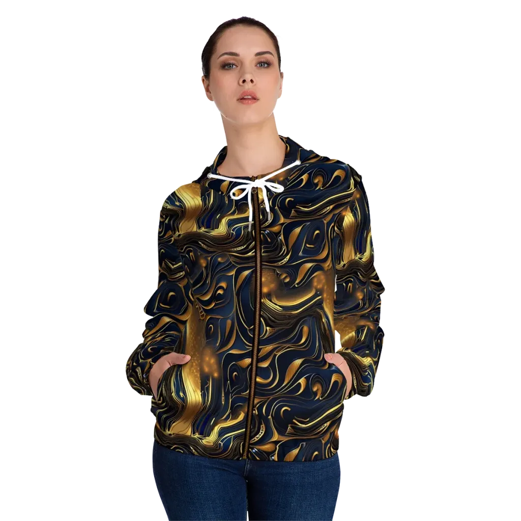 Midnight Molten on Women's Full-Zip Hoodie — Front On Person