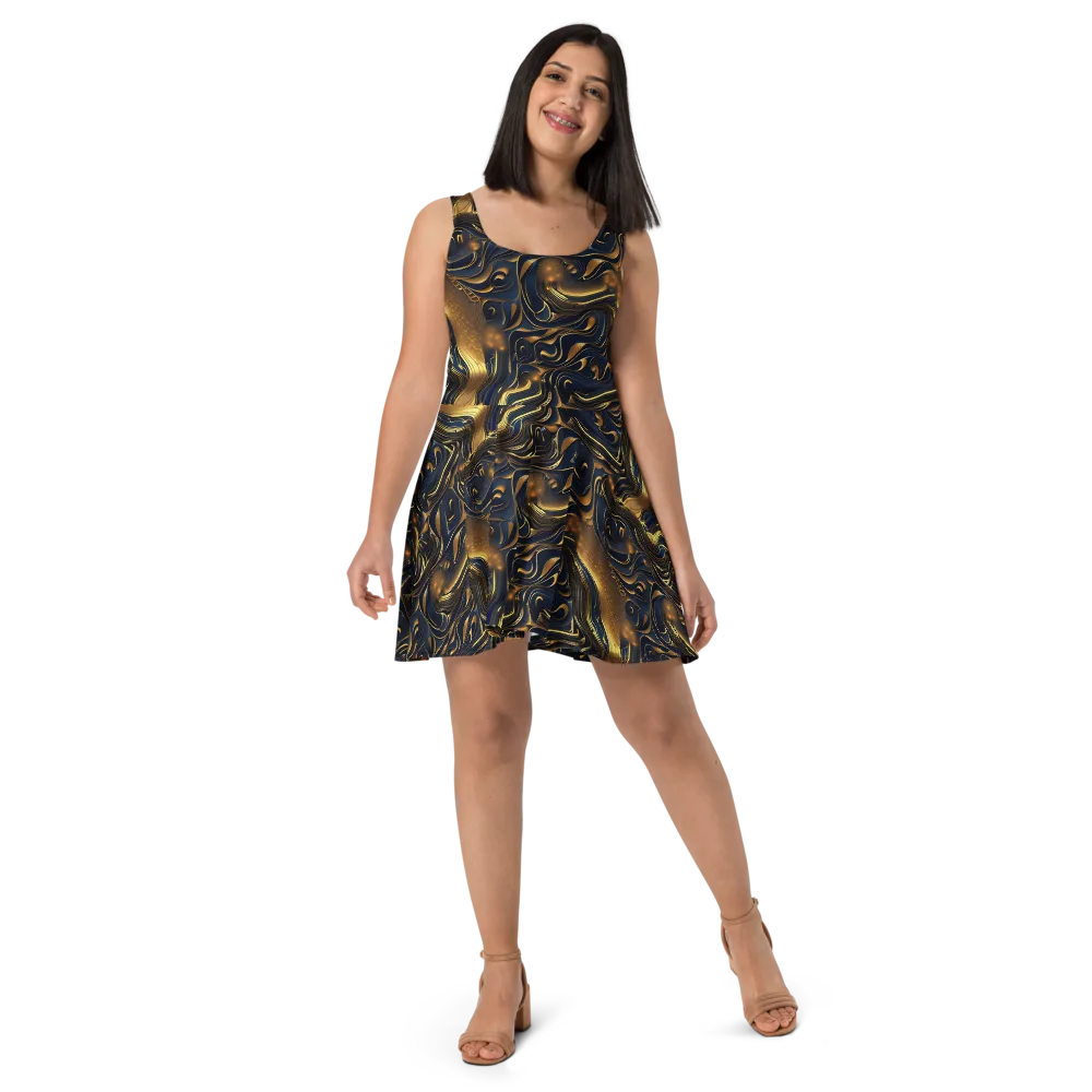 Midnight Molten on Skater Dress — Front