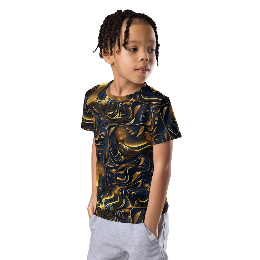 Midnight Molten on Kids Crew Neck T-Shirt — Left Front