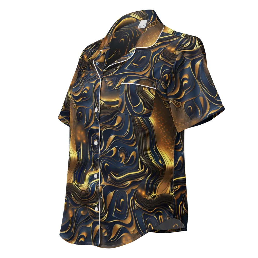 Midnight Molten on Women's Short Sleeve Pajama Top — Left Front