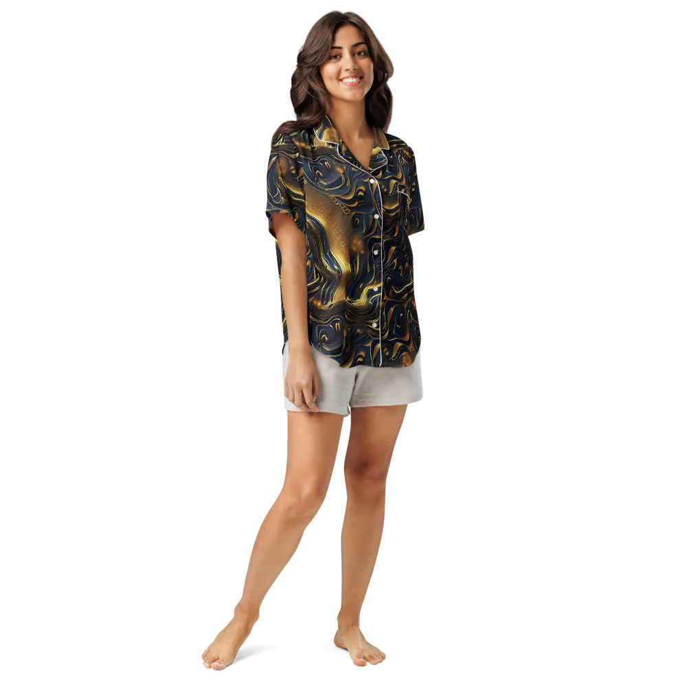 Midnight Molten on Women's Short Sleeve Pajama Top — Front