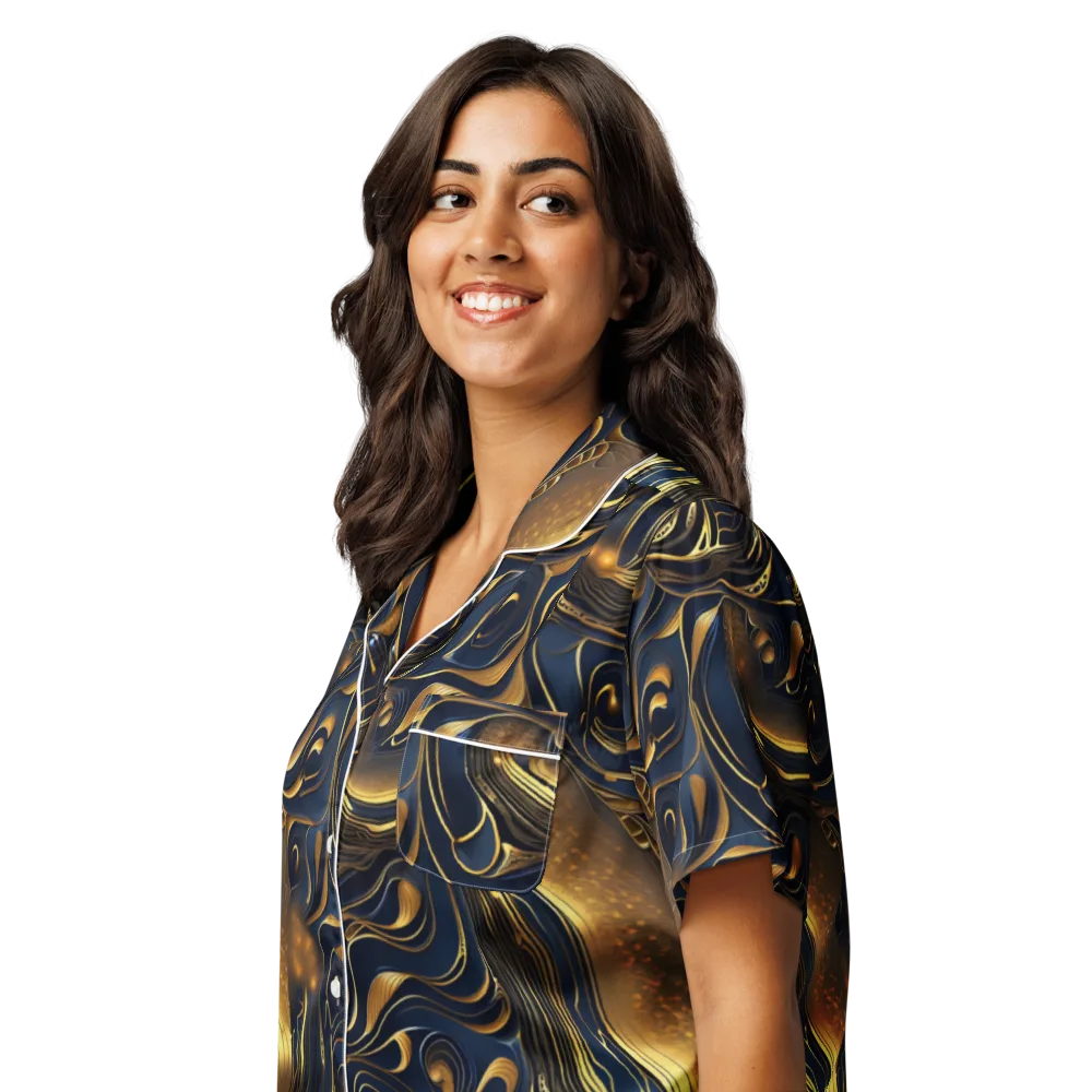 Midnight Molten on Women's Short Sleeve Pajama Top — Left Front