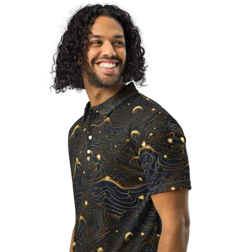 Midnight Alchemy on a Men's Slim Fit Polo Shirt