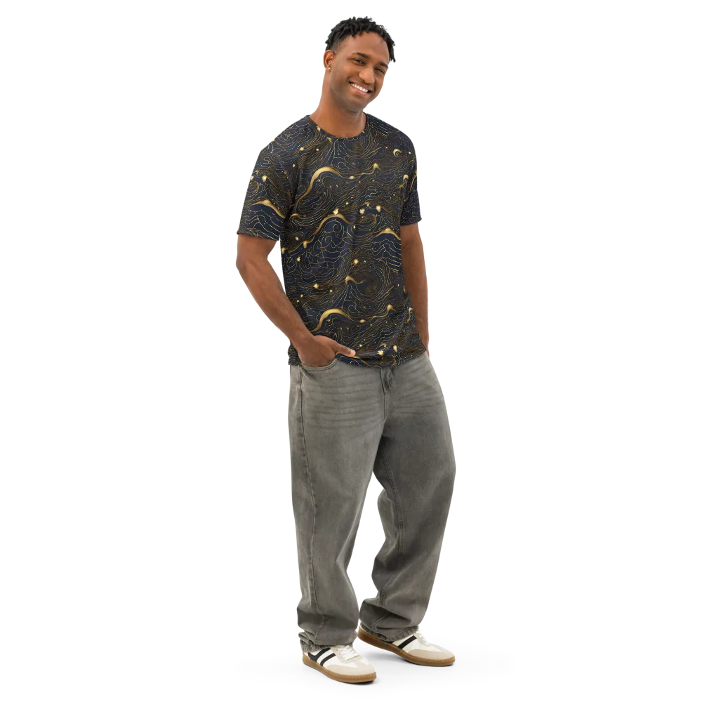 Midnight Alchemy on Men's Cotton Crew Neck T-Shirt — Right Front