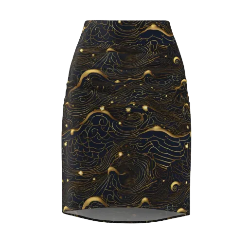 Midnight Alchemy on a Pencil Skirt