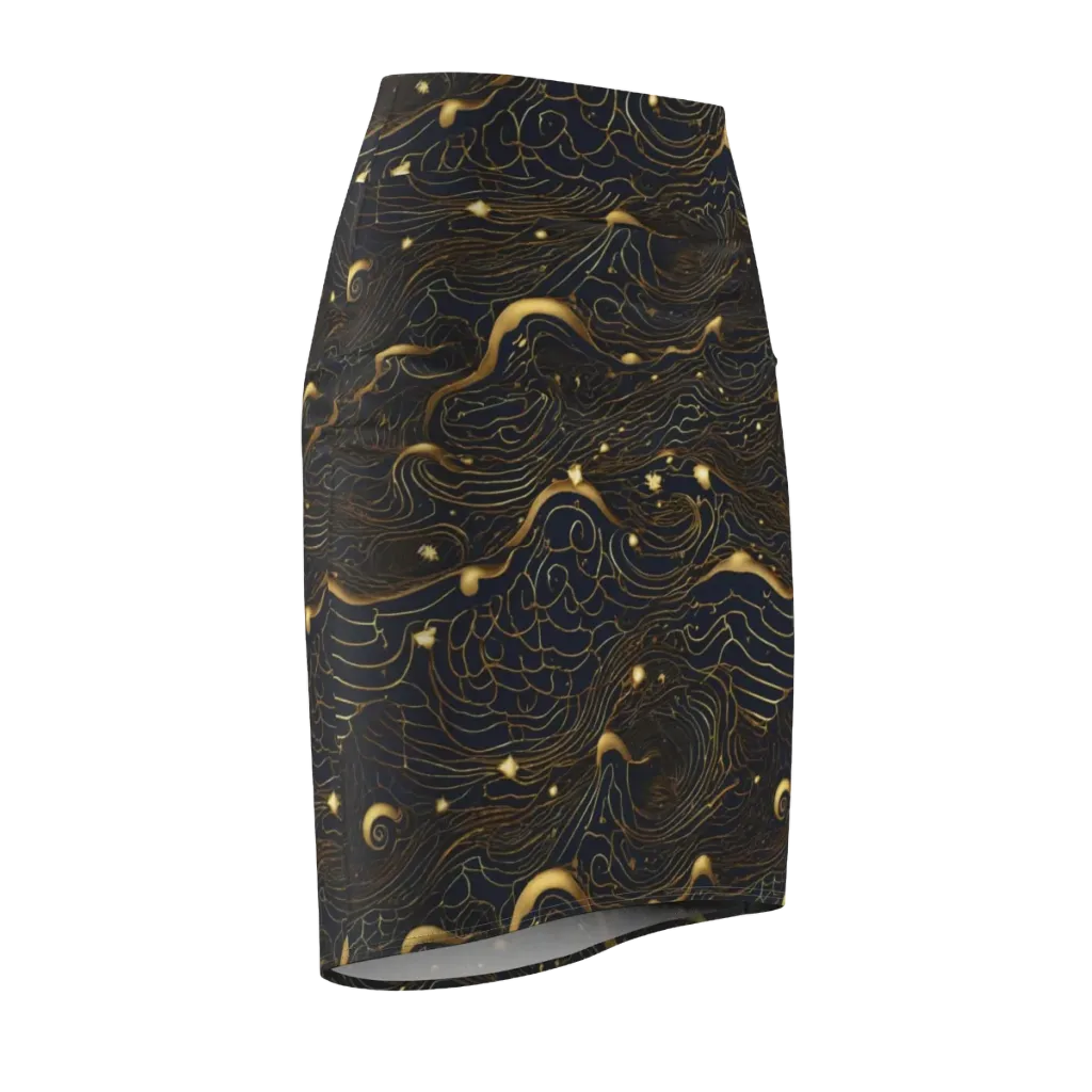 Midnight Alchemy on Pencil Skirt — Front Side