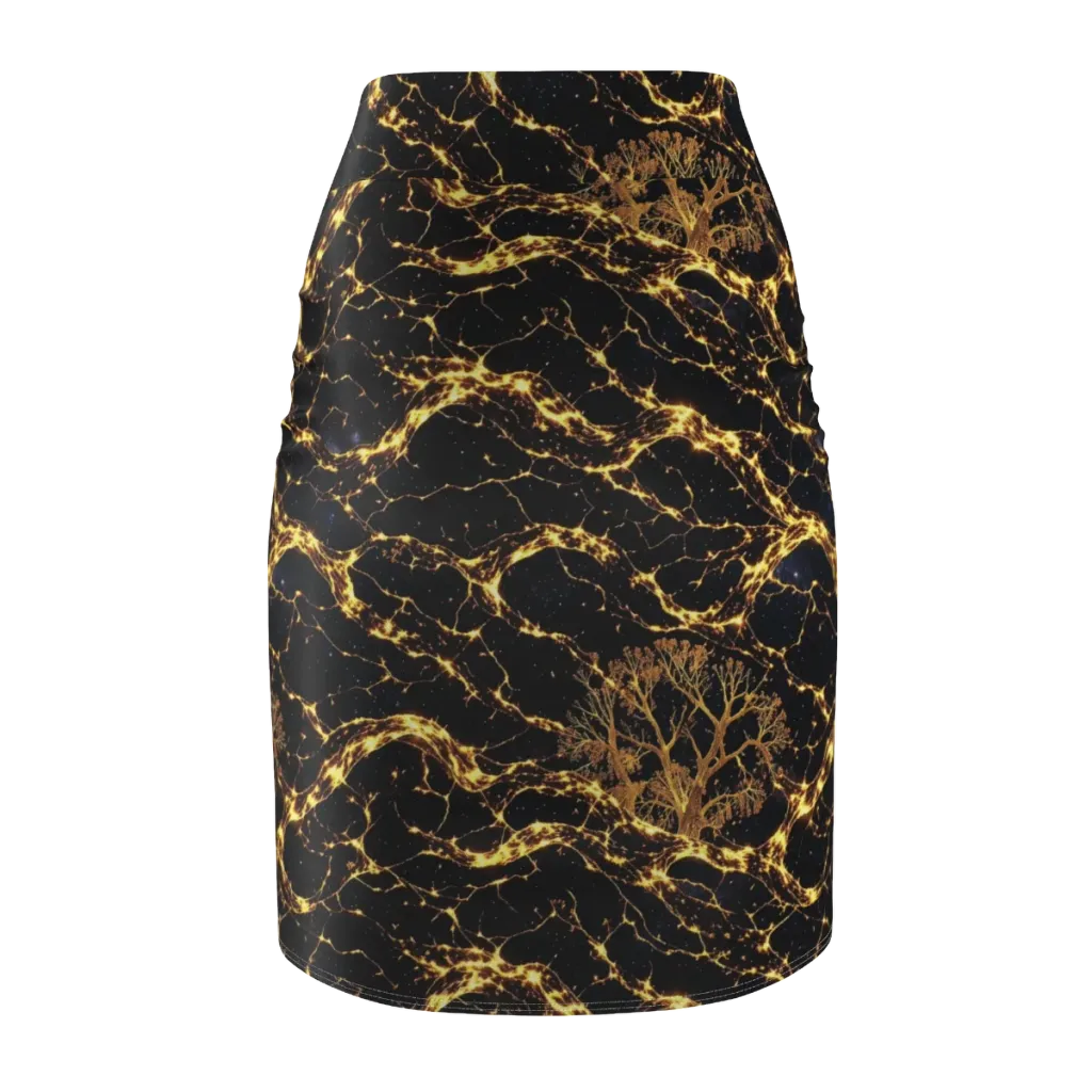Emberwood Cosmos on Pencil Skirt — Back