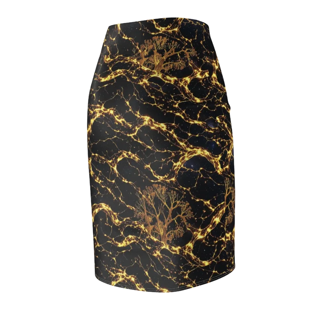 Emberwood Cosmos on Pencil Skirt — Back Side