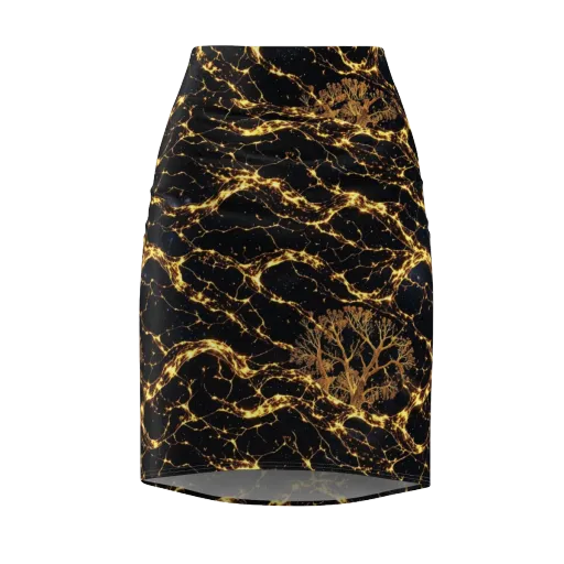 Emberwood Cosmos on a Pencil Skirt