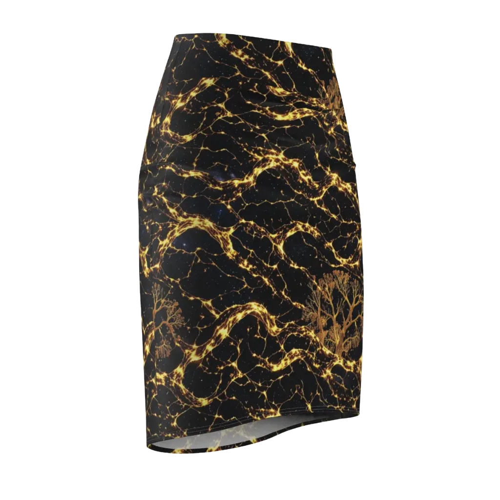 Emberwood Cosmos on Pencil Skirt — Front Side