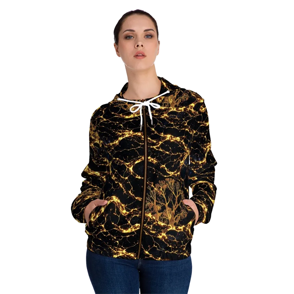 Emberwood Cosmos on Women's Full-Zip Hoodie — Front On Person