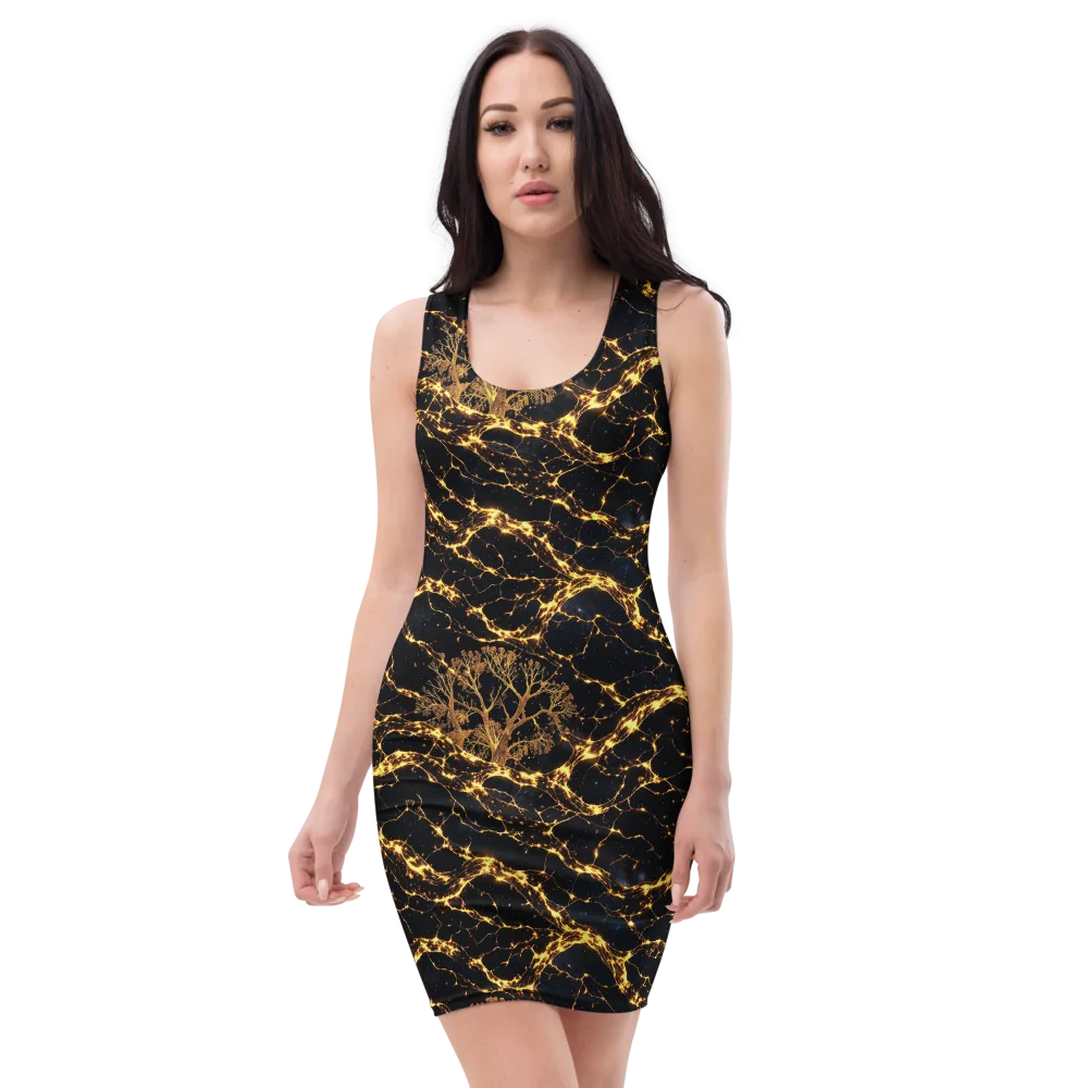 Emberwood Cosmos on Bodycon Dress — Front