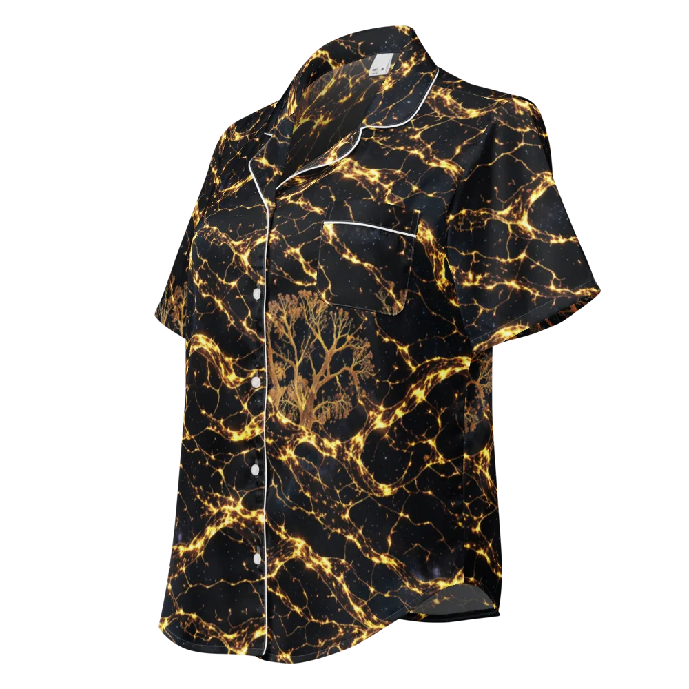 Emberwood Cosmos on Women's Short Sleeve Pajama Top — Left Front