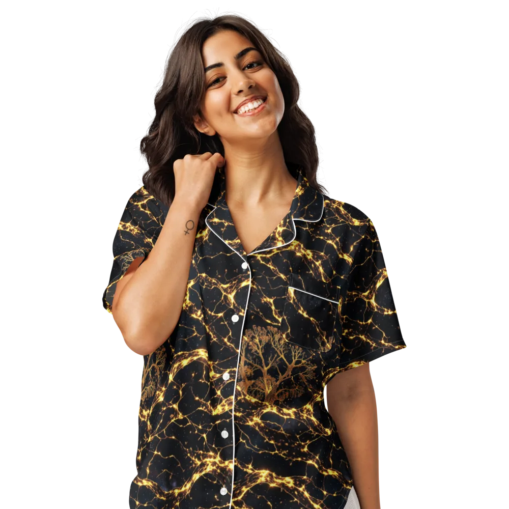 Emberwood Cosmos on Women's Short Sleeve Pajama Top — Front